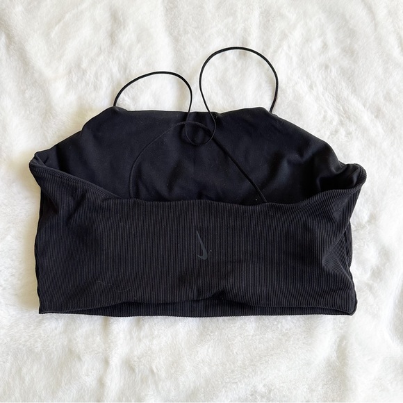 Nike Other - Nike Dri Fit Black Ribbed Cropped Cami Bralette Sports Bra Women's Size Medium